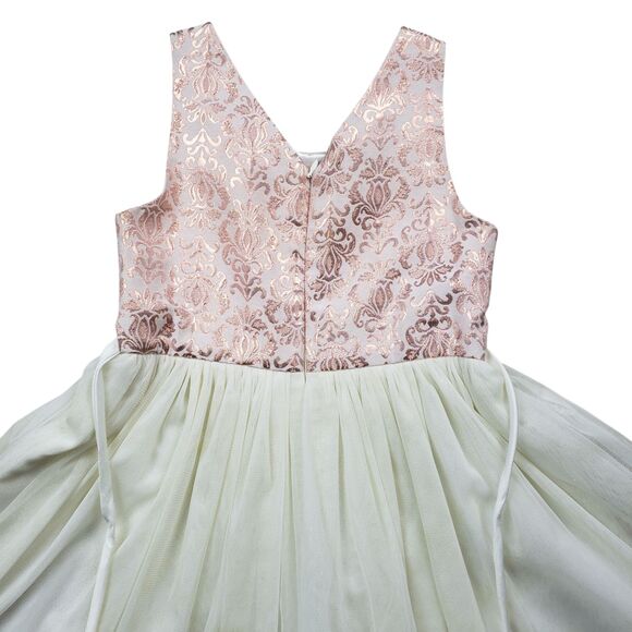 American Princess Jacquard Dress Girls Size 10 Ball Gown Pearl Tiered Tulle - Picture 8 of 9